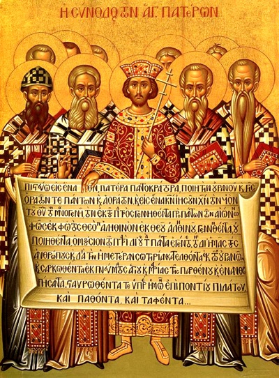 Fathers of the First Ecumenical Council holding the Creed