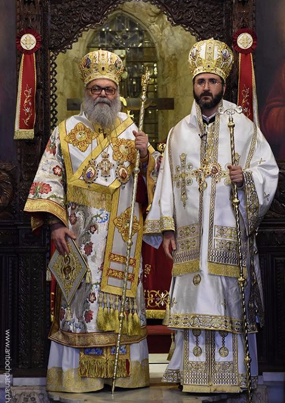 Newly ordained Metropolitan Basilios standing alongside His Eminence, John X, Patriarch of Antioch and All the East.