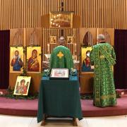 Prayers in front of the Icon Stand on Pentecost Sunday.