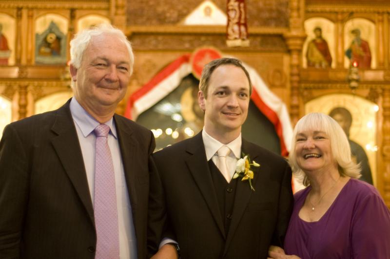 Fr Jeremy at his wedding with his parents Larry and Erica.