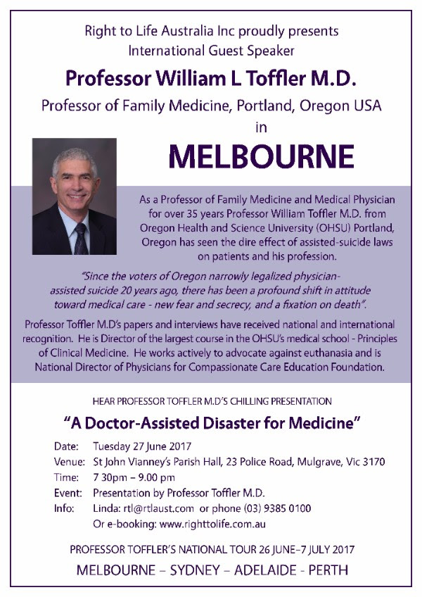 A Presentation by Dr. William Toffler, “Doctor-Assisted Disaster for Medicine” delivered in MELBOURNE on June 27, 2017.