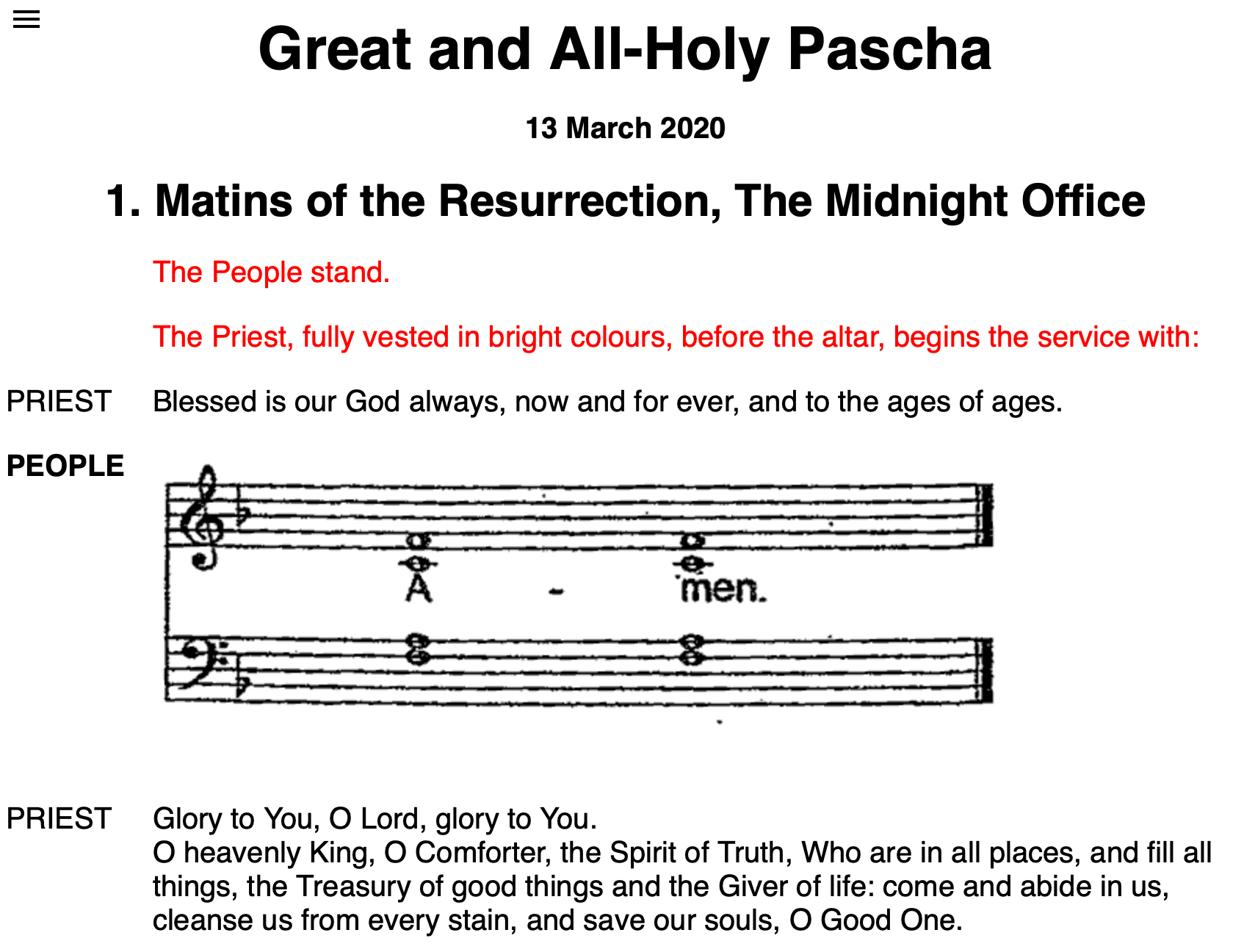 The Liturgy published online by The Good Shepherd